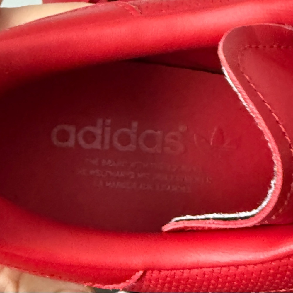Adidas Stan Smith ART S80248 Scarlett Red Leather Embossed Sneakers Size 10.5 - Picture 9 of 11